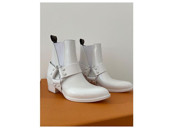 Stivaletti Louis Vuitton in gomma bianca Taglia 37 Bianco - vista 2
