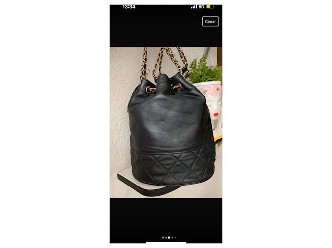 Chanel Black Leather Bucket Bag - view 2