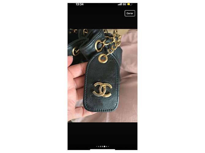 Chanel Black Leather Bucket Bag - view 6