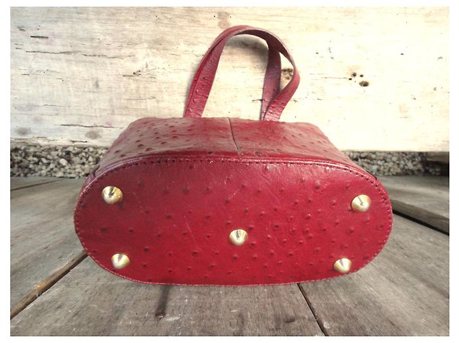 Autre Marque Borsa Renouard in pelle di struzzo Rosso - vista 5