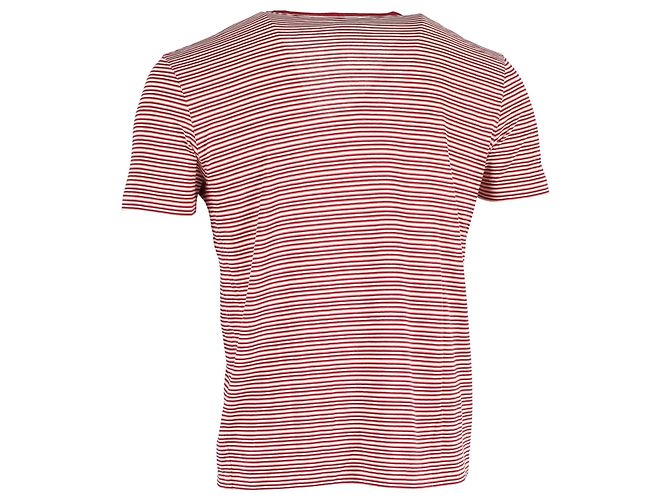 T-shirt Louis Vuitton a righe con scollo a V in cotone rosso - vista 3