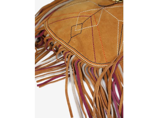 Isabel Marant Bolsa tiracolo Tan Usko em camurça com franjas - vista 5
