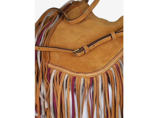 Isabel Marant Bolsa tiracolo Tan Usko em camurça com franjas - vista 6