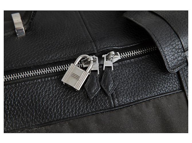Trolley Hermès in pelle nera Nero - vista 3