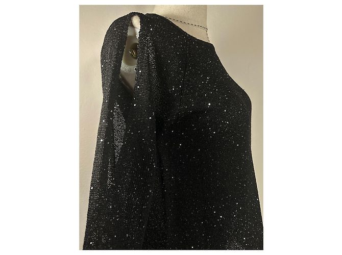 Autre Marque Alex Marie Netzbluse mit Mini Pailletten Schwarz - Ansicht 4