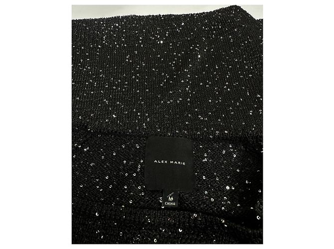 Autre Marque Alex Marie Netzbluse mit Mini Pailletten Schwarz - Ansicht 7