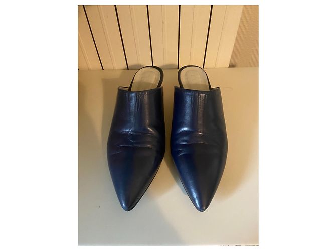 Mules Marni in pelle blu navy - vista 2