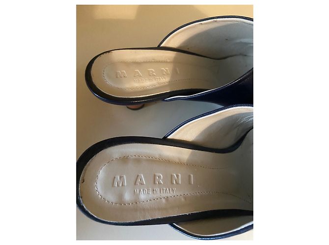 Mules Marni in pelle blu navy - vista 3