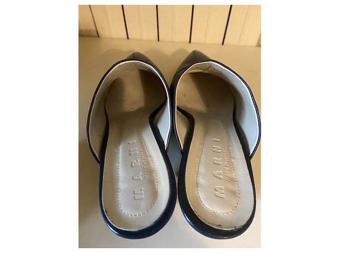 Mules Marni in pelle blu navy - vista 4
