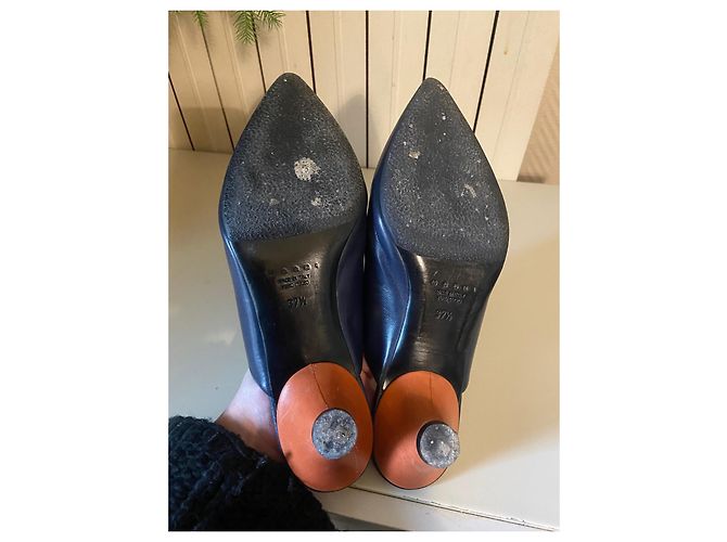 Mules Marni in pelle blu navy - vista 8