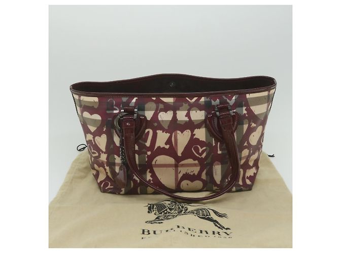 BURBERRY Nova Check Einkaufstasche PVC Leder Rot Auth hk959 - Ansicht 12