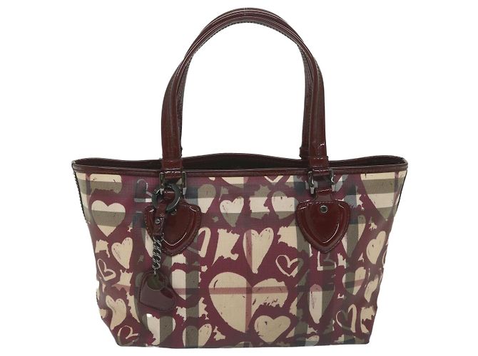 BURBERRY Nova Check Einkaufstasche PVC Leder Rot Auth hk959 - Ansicht 13