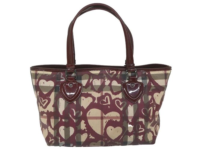 BURBERRY Nova Check Einkaufstasche PVC Leder Rot Auth hk959 - Ansicht 2