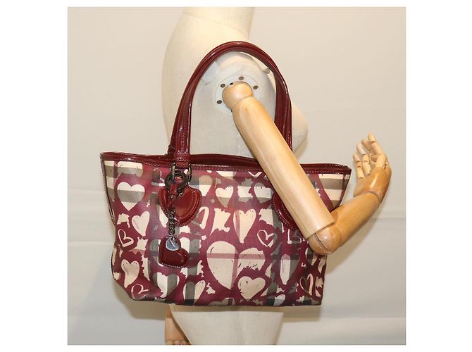 BURBERRY Nova Check Einkaufstasche PVC Leder Rot Auth hk959 - Ansicht 22