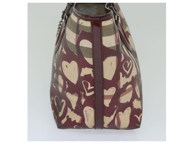 BURBERRY Nova Check Einkaufstasche PVC Leder Rot Auth hk959 - Ansicht 3
