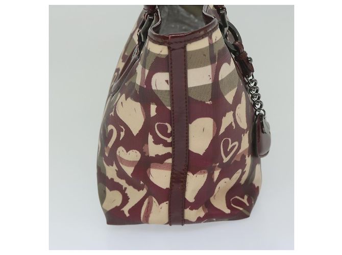 BURBERRY Nova Check Einkaufstasche PVC Leder Rot Auth hk959 - Ansicht 4