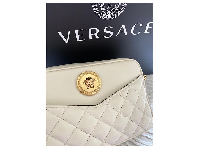 Versace Bolsa para câmera Nappa acolchoada Medusa bege - vista 2