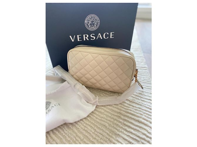Versace Bolsa para câmera Nappa acolchoada Medusa bege - vista 3