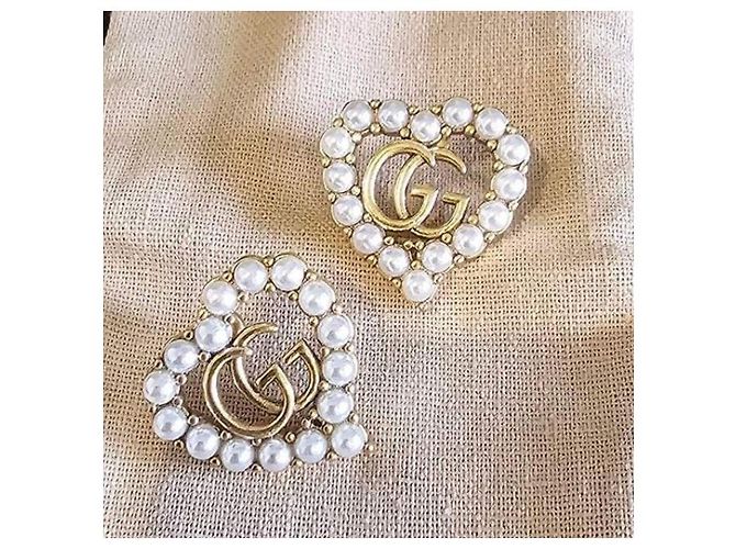 Orecchini Gucci GG oro metallo Gold hardware - vista 5