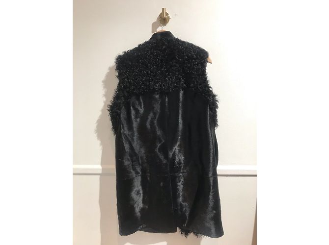 BOUCHRA JARRAR Chaquetas T.FR 38 Cuero Negro - vista 2