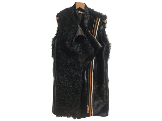 BOUCHRA JARRAR Chaquetas T.FR 38 Cuero Negro - vista 9