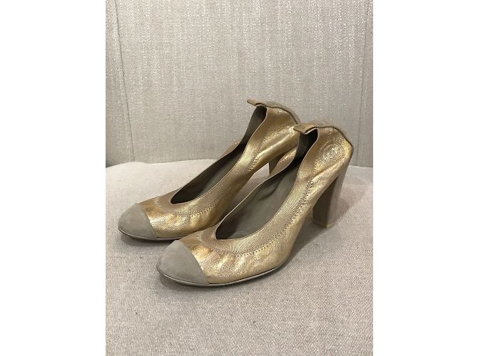 CHANEL Absätze T.EU 38 Leder Golden - Ansicht 4