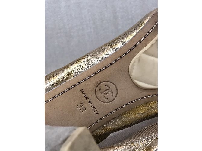 CHANEL Absätze T.EU 38 Leder Golden - Ansicht 8