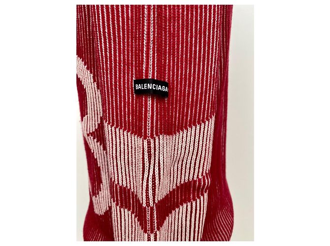 Balenciaga Rollkragenpullover aus Kaschmir Weiß Rot - Ansicht 3