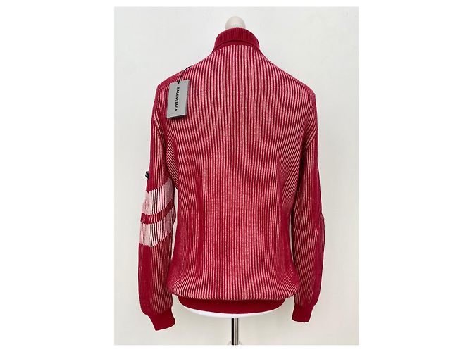 Balenciaga Rollkragenpullover aus Kaschmir Weiß Rot - Ansicht 4