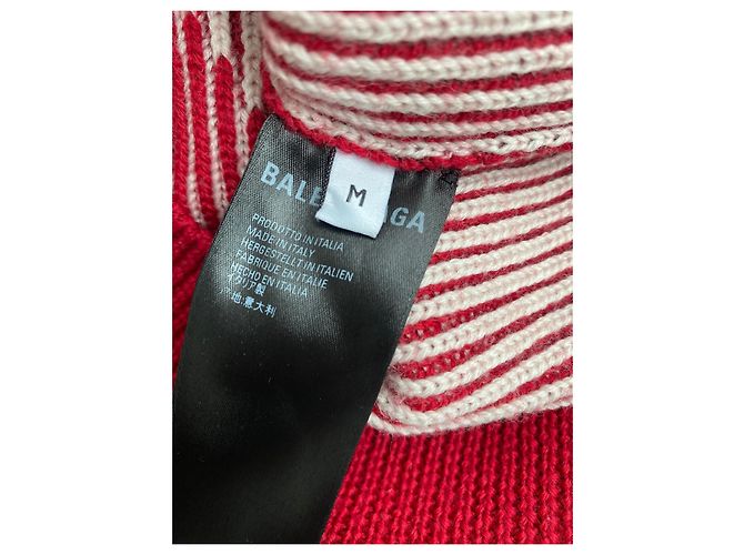 Balenciaga Rollkragenpullover aus Kaschmir Weiß Rot - Ansicht 7