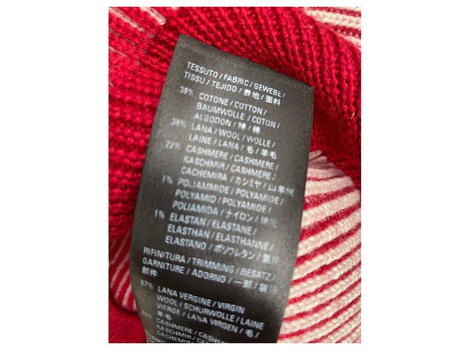 Balenciaga Rollkragenpullover aus Kaschmir Weiß Rot - Ansicht 8
