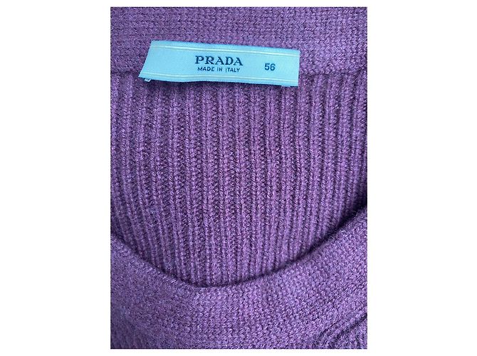 Prada Pull côtelé coupe slim Prune - vue 4