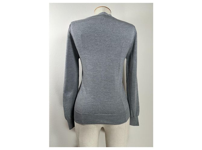 Miu Miu Strickjacke aus Wolle grau - Ansicht 4