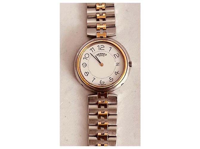Relógio Hermès Profile GM em aço e banhado a ouro branco - vista 2