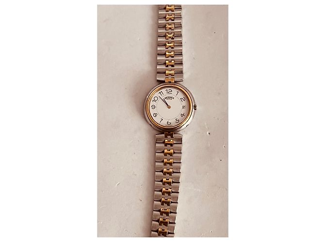 Relógio Hermès Profile GM em aço e banhado a ouro branco - vista 3