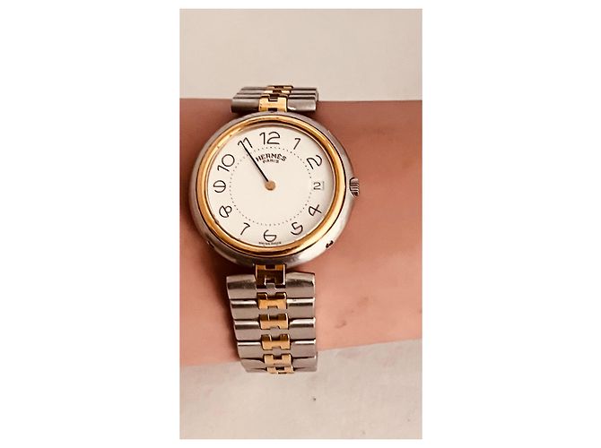 Relógio Hermès Profile GM em aço e banhado a ouro branco - vista 4