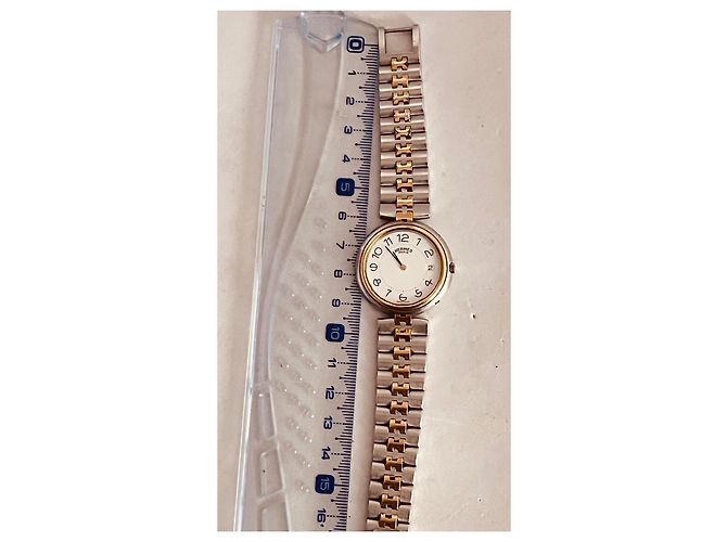 Relógio Hermès Profile GM em aço e banhado a ouro branco - vista 5