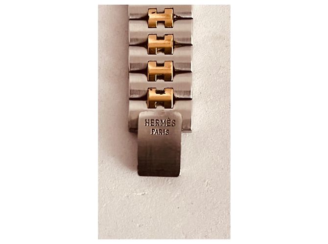 Relógio Hermès Profile GM em aço e banhado a ouro branco - vista 6