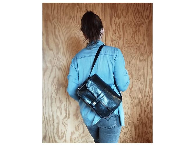 Borsa Hermès Nouméa in pelle esotica Nero - vista 14