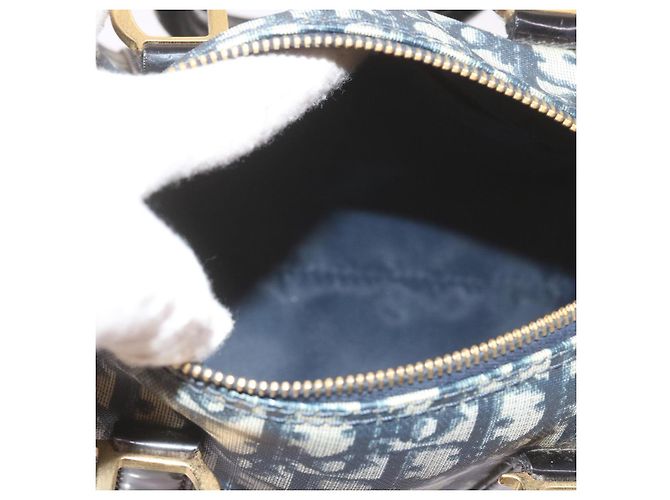 Christian Dior Trotter Canvas Mini Boston Bag Navy Auth 61073 - vista 11