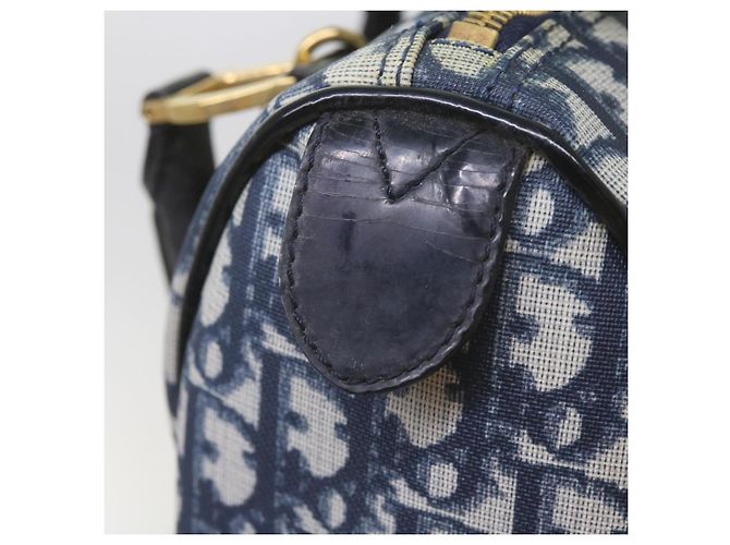 Christian Dior Trotter Canvas Mini Boston Bag Navy Auth 61073 - vista 18