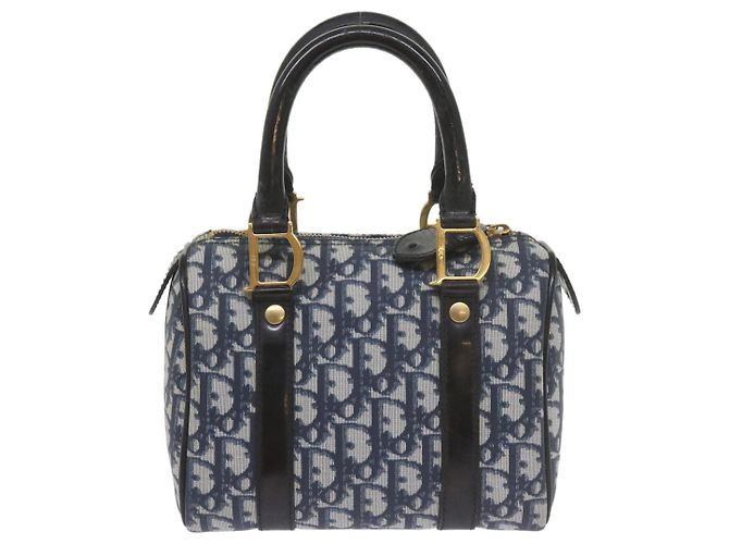 Christian Dior Trotter Canvas Mini Boston Bag Navy Auth 61073 - vista 2
