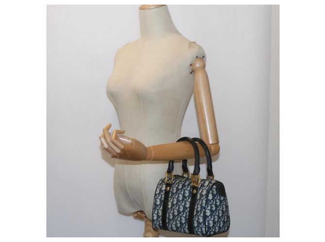 Christian Dior Trotter Canvas Mini Boston Bag Navy Auth 61073 - vista 24