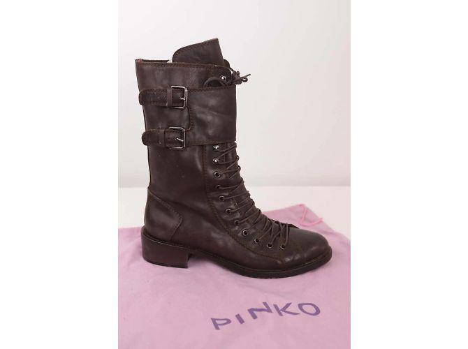 Pinko Botas de couro com cadarço - vista 8