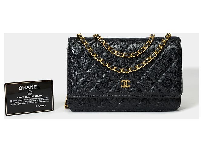Sac CHANEL Wallet on Chain en Cuir Noir - 101618 - vista 2