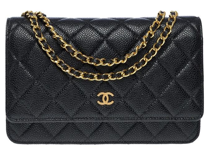 Sac CHANEL Wallet on Chain en Cuir Noir - 101618 - vista 3