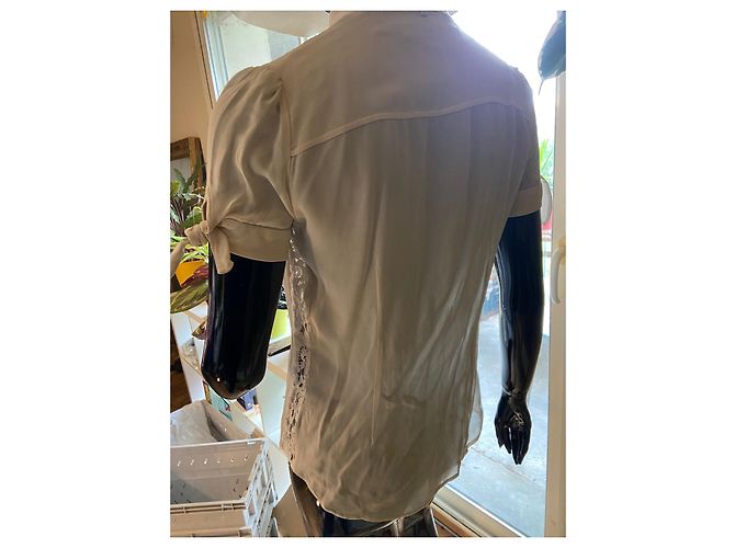 Barbara Bui Seidenbluse mit Spitze Creme - Ansicht 3