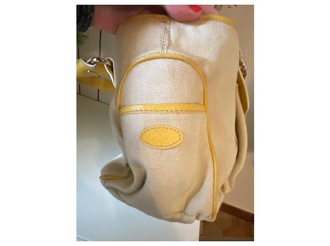 Borsa Céline Boogie Beige in Tela - vista 10