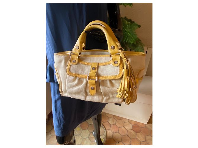 Borsa Céline Boogie Beige in Tela - vista 2