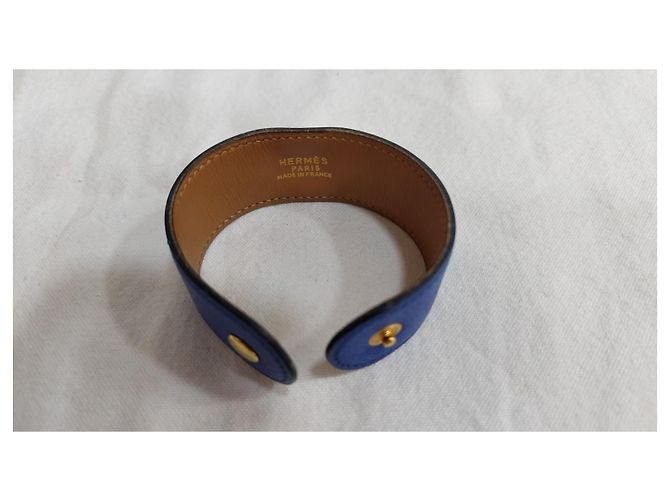 Bracciale Hermès Medor in pelle blu - vista 4